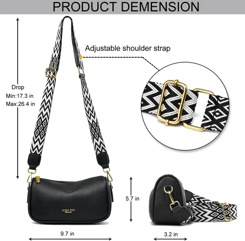 Vista 5 de Bolso cruzado pequeño para mujer, con correa ancha, diseño moderno, bolso cruzado y bolso con cremallera superior