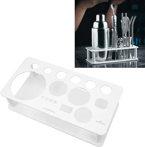 Vista 7 de Kit de barman con soporte, desmontable que ahorra espacio, sin olor, multiusos, de plástico, soporte para herramientas de barman, coctelera, juego