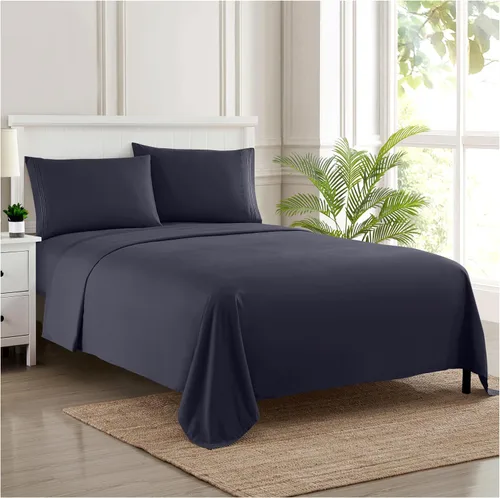 Vista 88 de Juego de sábanas extrasuaves de tamaño individual, ropa de cama transpirable y lujosa con correas elásticas integradas para las esquinas, colección