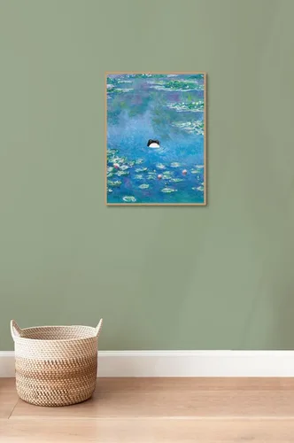 Vista 7 de MINI ZOZI Pintura de rana vintage de Monet, arte famoso de 12 x 16 pulgadas, lirios de agua con rana japonesa sin impresionar, divertido lienzo