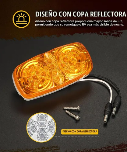 Vista 3 de Partsam 4 piezas de mejora de luces de marcador de doble diana ámbar con 16 LED, con reflector y copa, luces de posición laterales con conectores