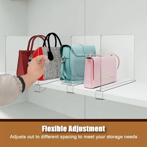 Vista 7 de xydstay Paquete de 6 Separadores de Estantes de Acrílico Transparente para Organización de Closet, Organizadores de Bolsos para Closet, Divisores