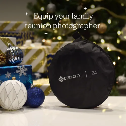 Vista 3 de Etekcity Reflector para fotografía de 24 pulgadas (60 cm) 5 en 1, reflectores de luz multidisco para fotografía, plegable con bolsa - Translúcido