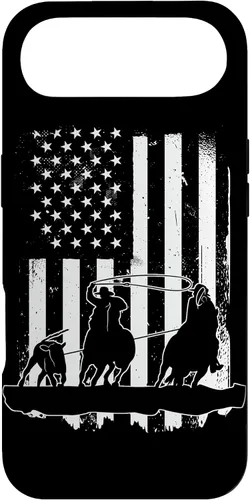 Vista 27 de USA Flag Team Roping Design Rodeo Western Horse Country Case for iPhone 17