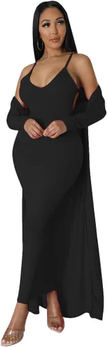 Vista 6 de WUSENST Vestido largo para mujer, sexy, ajustado, de manga larga, sudadera con capucha y estilo casual