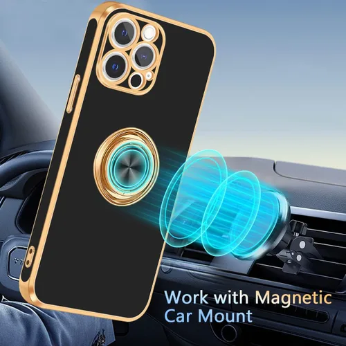 Vista 7 de Fingic Funda para iPhone 12 Pro, funda para iPhone 12 Pro con soporte de anillo, ajuste delgado, soporte de automóvil, protección a prueba