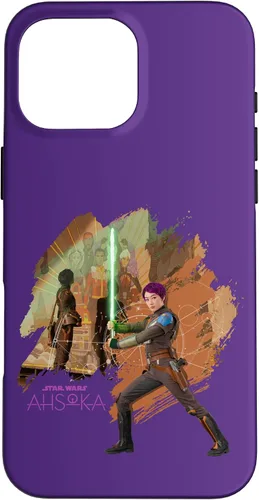 Vista 18 de iPhone 11 Star Wars Ahsoka Part Two Sabine Wren Mural y estuche de sable de luz