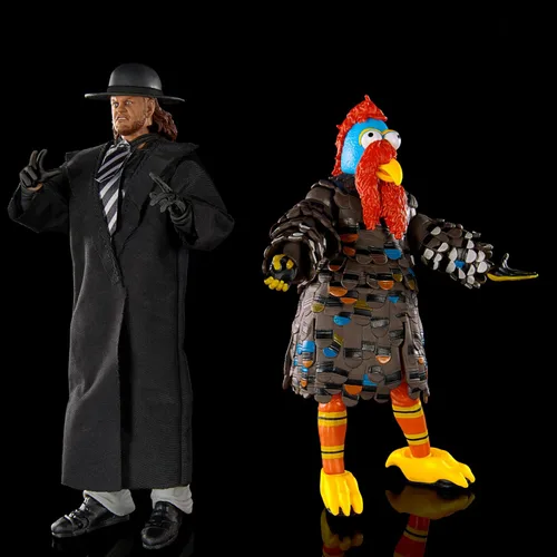 Vista 3 de Mattel WWE - Juego de 2 figuras de acción, Ultimate Edition Survivor Series 1990 Undertaker & Gobbledy Gooker coleccionables con accesorios