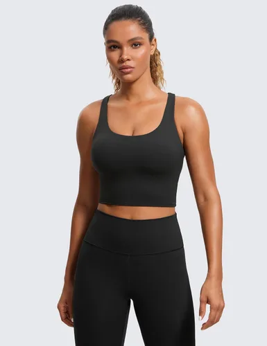 Vista 2 de CRZ YOGA Butterluxe - Brasier deportivo con tirantes delgados para mujer, con relleno, entrecruzado, para yoga, entrenamiento, camiseta corta sin