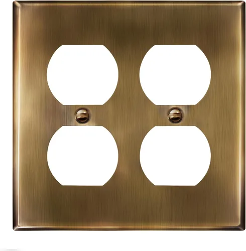 Vista 45 de ENERLITES Placa de pared de metal para receptáculo dúplex, acero inoxidable, tapa de tomacorriente, resistente a la corrosión, tamaño estándar