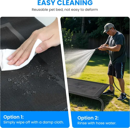 Vista 5 de Simple Deluxe Cama elevada y refrescante para perro, cunas portátiles elevadas para perros, patas antideslizantes, duradera, portátil, para Negro
