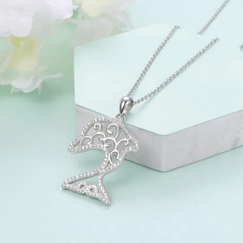 Vista 6 de Ladytree 925 Sterling Silver Stingray Necklace Manta Ray Turtle Dolphin Charm Tortoise Necklace Sea Animal Tree of Life Jewelry Sea Lover Gifts