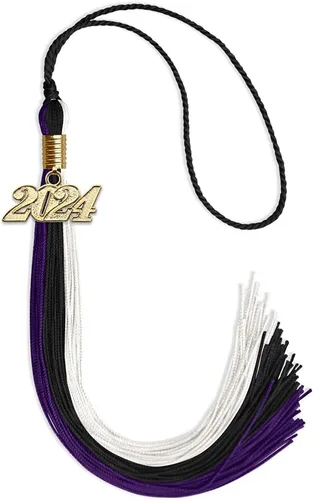 Vista 170 de Endea - Borla de graduación de triple color con gota de fecha dorada (negro/dorado/granate, 2020)