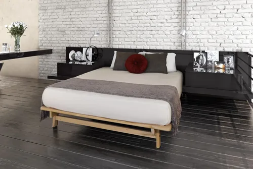 Vista 2 de KD Frames Ekko - Cama de plataforma - Marco de cama individual XL - Marco de cama de madera sin terminar - Cama natural minimalista - Diseño de cama