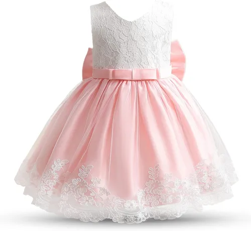 Vista 2 de NNJXD - Vestido de princesa de tul con flores, para usar en bodas, para niñas pequeñas y bebés
