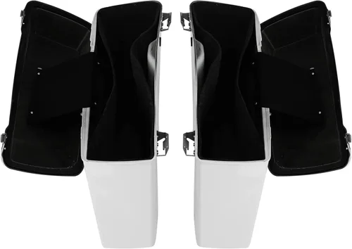 Vista 5 de Alforjas rígidas con soportes de conversión cromados para Harley Davidson 1984-2017 Softail Modelos FLST FLSTC FLSTF FLSTN FLSTS modelos Blanco