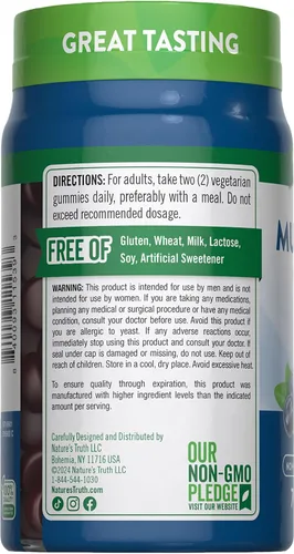 Vista 7 de Nature's Truth Gomitas multivitamínicas para hombres, 70 unidades, sabor a arándanos, con B12, D3 y zinc, suplemento vegetariano, sin OMG y sin