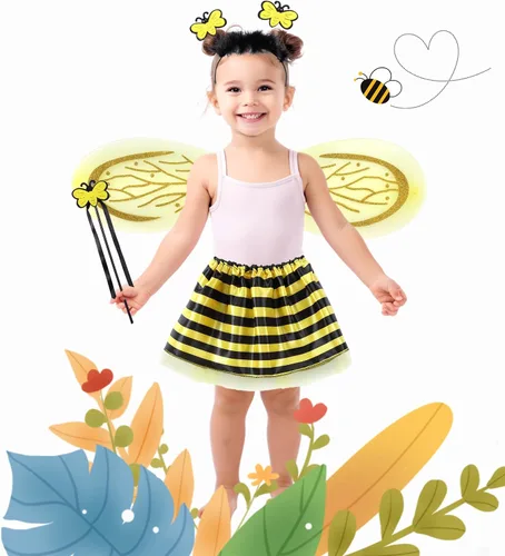 Vista 2 de Seawhisper Princess Girls Dress Up Trunk Clothes for Kids Toddler Pretend Play Ladybug Bee Butterfly Costume Accessories