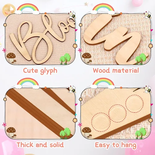 Vista 4 de Baby in Bloom - Decoraciones de madera para baby shower, letrero de madera para decoración de pared de bricolaje, telón de fondo de revelación