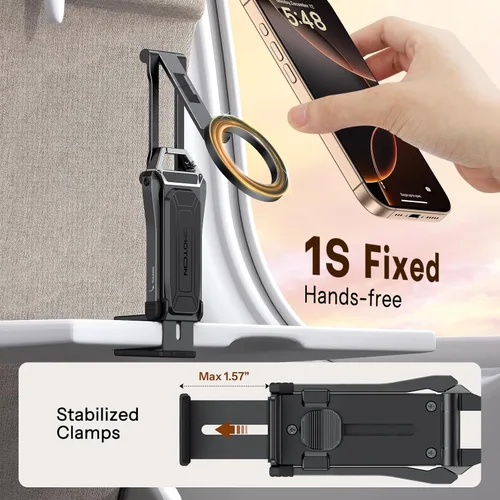 Vista 3 de OMOTON TP02 Trípode Giratório de 360° para MagSafe, Trípode Magnético de Aluminio Ajustable para iPhone 17/16/15/14 Pro Max Air, Soporte Plegable
