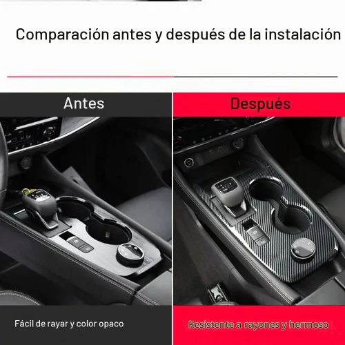 Vista 4 de XITER Perilla de Palanca de Cambios de Automóvil Estilo Fibra de Carbono Cubierta de Panel de Consola Consolas Centrales Fundas de Palanca Perillas