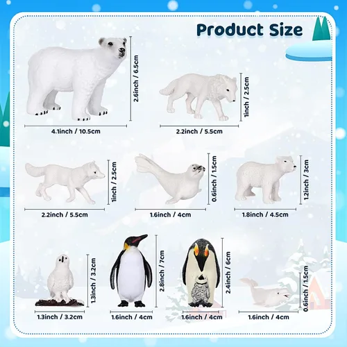 Vista 2 de 19 piezas de conjunto de figuras de animales árticos, diorama de hábitat de animales árticos, figuras de animales polares, osos polares, pingüinos