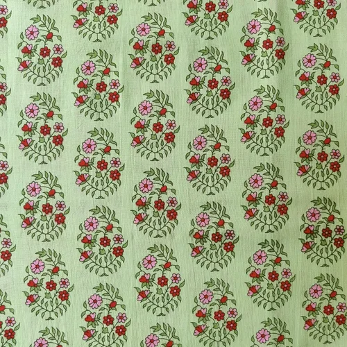 Vista 17 de AVKA Studio Tela de impresión en bloque a mano por yarda - PRECORTADA 1 yarda 42 pulgadas de ancho - Material 100% algodón - Patrón floral azul