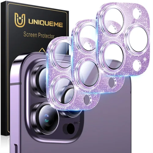 Vista 18 de UniqueMe para Paquete de 3 Protectores de Lente de Cámara para iPhone 15 Pro/iPhone 15 Pro Max, [Protección contra Caídas] [Compatible con Fundas]