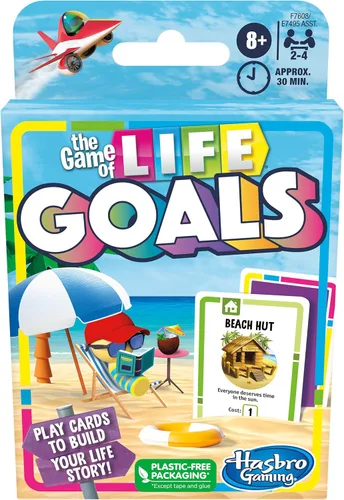 Vista 2 de Hasbro Gaming The Game of Life Goals Card y juego familiar de juego rápido, 2-4 jugadores, divertidas actividades de verano, esenciales para viajes
