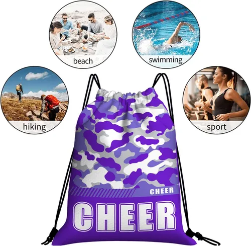 Vista 53 de Mochila con cordón impermeable para gimnasio, bolsas con cordón, bolsa de cuerda deportiva, mochila de camuflaje, Bolsas con cordón Cheer - Bolsas