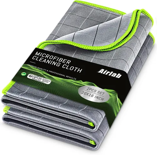 Vista 9 de Airlab - Toallas de microfibra para coche, paño de limpieza para secado, color negro y gris Thick Plush Auto Detailing Super Absorbent for