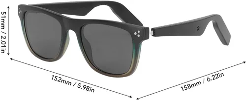 Vista 2 de Tnfeeon Lentes de sol inteligentes, lentes de reproducción de música AI con traducción de 144 idiomas, cámara de control táctil para hombres
