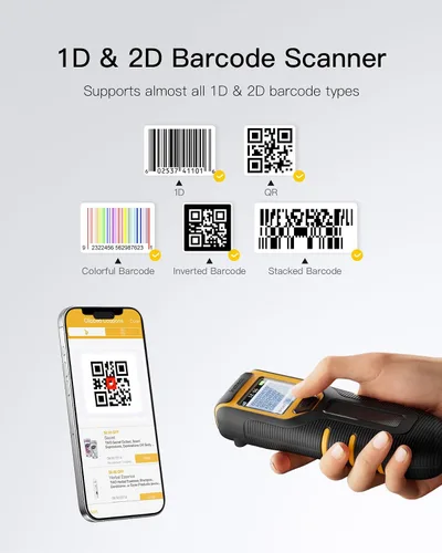 Vista 2 de Inateck Escáner de Código de Barras Inalámbrico, Escáner de Código de Barras Bluetooth Portátil con Pantalla, Escáner de Código de Barras 1D 2D QR