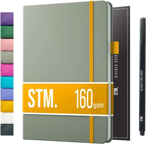 Vista 47 de Cuaderno de cuadrícula de puntos con viñetas Cuadernos diarios A5 para escritura personal, trabajo, mujeres papel grueso de 120gsm, tapa dura
