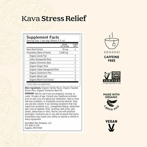 Vista 2 de Yogi Tea Kava - Té para aliviar el estrés, 16 bolsas de té por paquete (4 paquetes), hecho con té relajante orgánico, sin cafeína, incluye cápsula