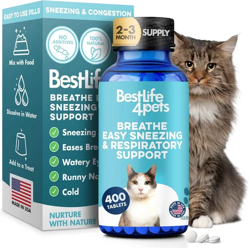 Vista 9 de Suplemento Natural para el Confort Respiratorio de Gatos - Apoyo Respiratorio Felino Breathe Easy para Todas las Estaciones, Tos, Congestión Nasal