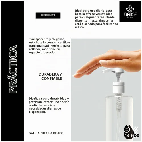 Vista 4 de Bar5F Botellas de loción de plástico con bombas blancas y negras, 16 onzas