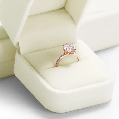 Vista 5 de Oirlv Caja de anillo de terciopelo para boda, día de San Valentín, anillos blancos