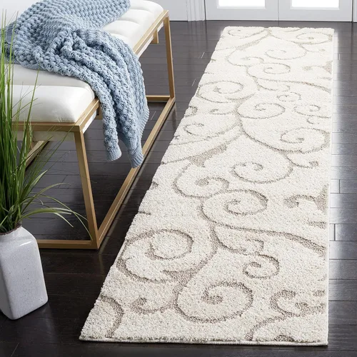 Vista 53 de SAFAVIEH Florida Shag Collection - Alfombra decorativa, 2 x 3 pies, color crema y beige, diseño de volutas, no desprende pelusa y fácil de limpiar