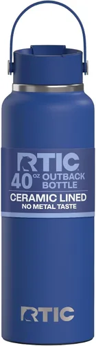 Vista 16 de RTIC - Botella de agua Outback de 32 oz (1 L), con revestimiento de cerámica, aislada, de acero inoxidable, doble pared con aislamiento al vacío