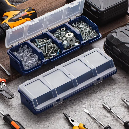 Vista 6 de Hushee - Caja organizadora de 4 tornillos con tapa, 4 compartimentos