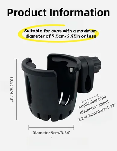 Vista 3 de Soporte versátil 2 en 1 para teléfono celular para bicicleta y cochecito - Jaula universal para botellas de agua para ciclistas, soporte para Negro