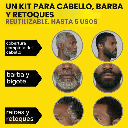 Vista 2 de Cleverman - Tinte para cabello y barba para hombres negros, negro 1.0, cobertura de canas, sin goteo