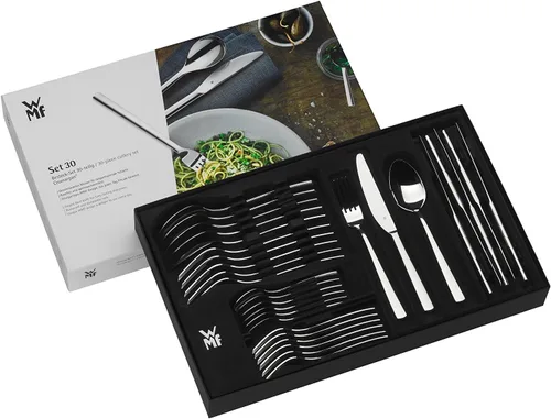 Vista 13 de WMF Corio Cromargan - Juego de cubiertos para 6 personas, color plateado, 30 piezas