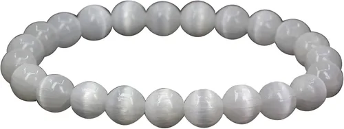 Vista 10 de Keleny Gem - Pulsera elástica de piedras semipreciosas con cuentas redondas de 8 mm, 7 pulgadas, unisex Ágata de encaje azul de grado A