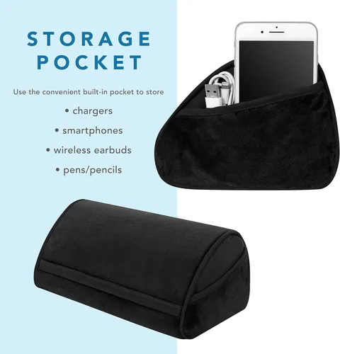 Vista 5 de LapGear Soporte de almohada para tableta Microbead original con bolsillo para teléfono, color negro, se adapta a la mayoría de las tabletas