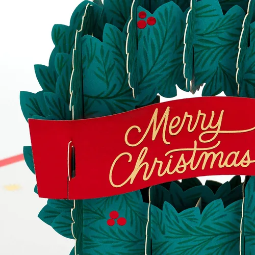 Vista 5 de Hallmark Signature Paper Wonder - Tarjeta de Navidad desplegable (corona clásica)