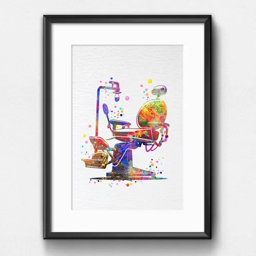 Vista 4 de Dignovel Studios 8X10 sin marco Dentista Silla Dental Herramientas Dentales Arte Médico Clínica Oficina Arte Acuarela Arte Impresión Póster