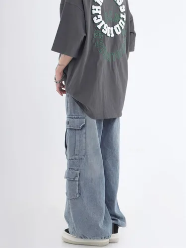 Vista 7 de Y2K Pantalones Vaqueros holgados Grunge Mujer Emo Cargo Pantalón Pierna Ancha Demin Fairycore Ropa Alternativa Gótica Jogger Streetwear