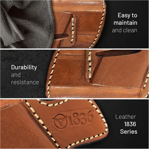 Vista 5 de OWB - Funda de piel con cinturón ambidiestro, funda universal OWB. Se adapta a pistolas subcompactas de 0.354 in, funda de cuero Taurus G2C/G3C.